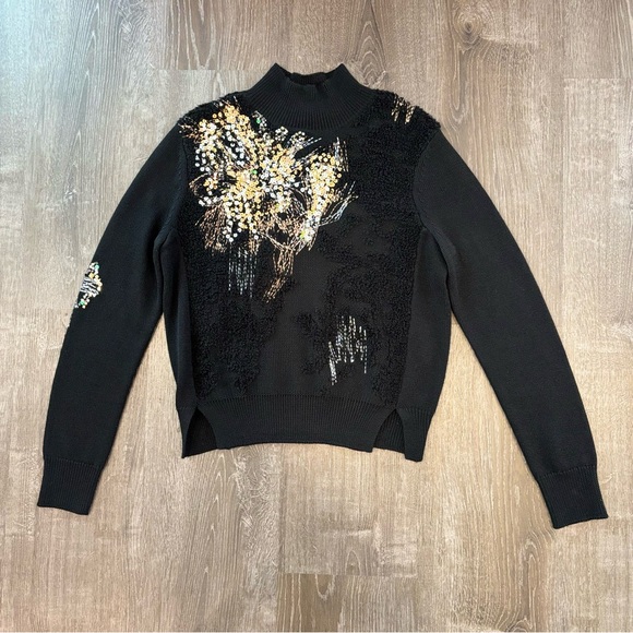 Anthropologie Knitted & Knotted Fete Sequin Sweater Medium - Picture 4 of 7